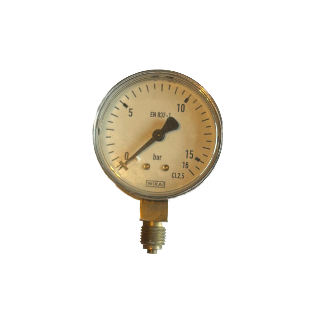 Analoge WIKA manometer met schaal 0-16 bar en messing schroefaansluiting